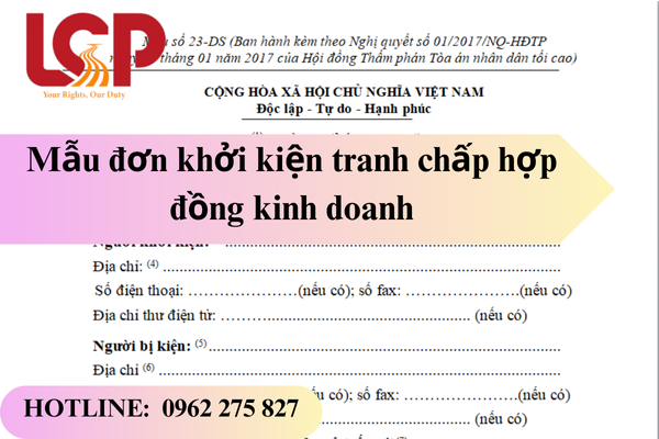 Mẫu đơn khởi kiện tranh chấp hợp đồng kinh doanh mới nhất