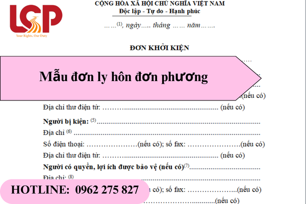 Mẫu đơn ly hôn đơn phương