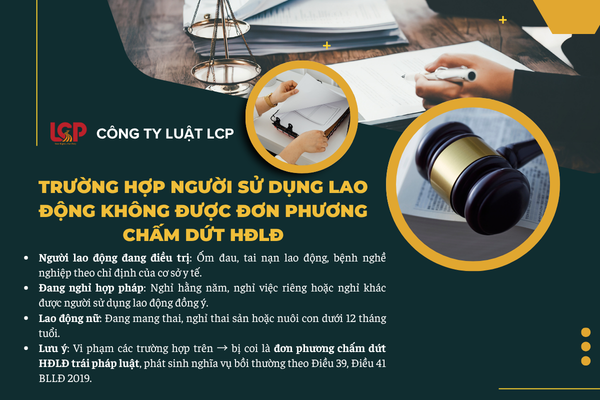 Trường hợp người sử dụng lao động không được đơn phương chấm dứt HĐLĐ 