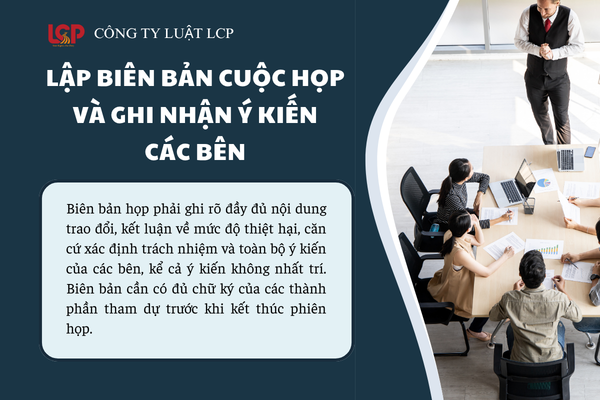 Lập biên bản cuộc họp và ghi nhận ý kiến không đồng ý của các bên